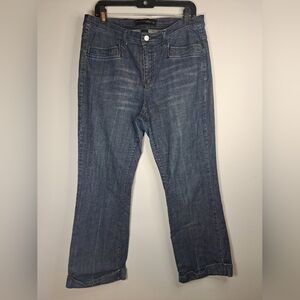 Venezia Jeans dark blue denim jeans cuffed hem,  Size 16, 98% cotton,  Wide Leg
